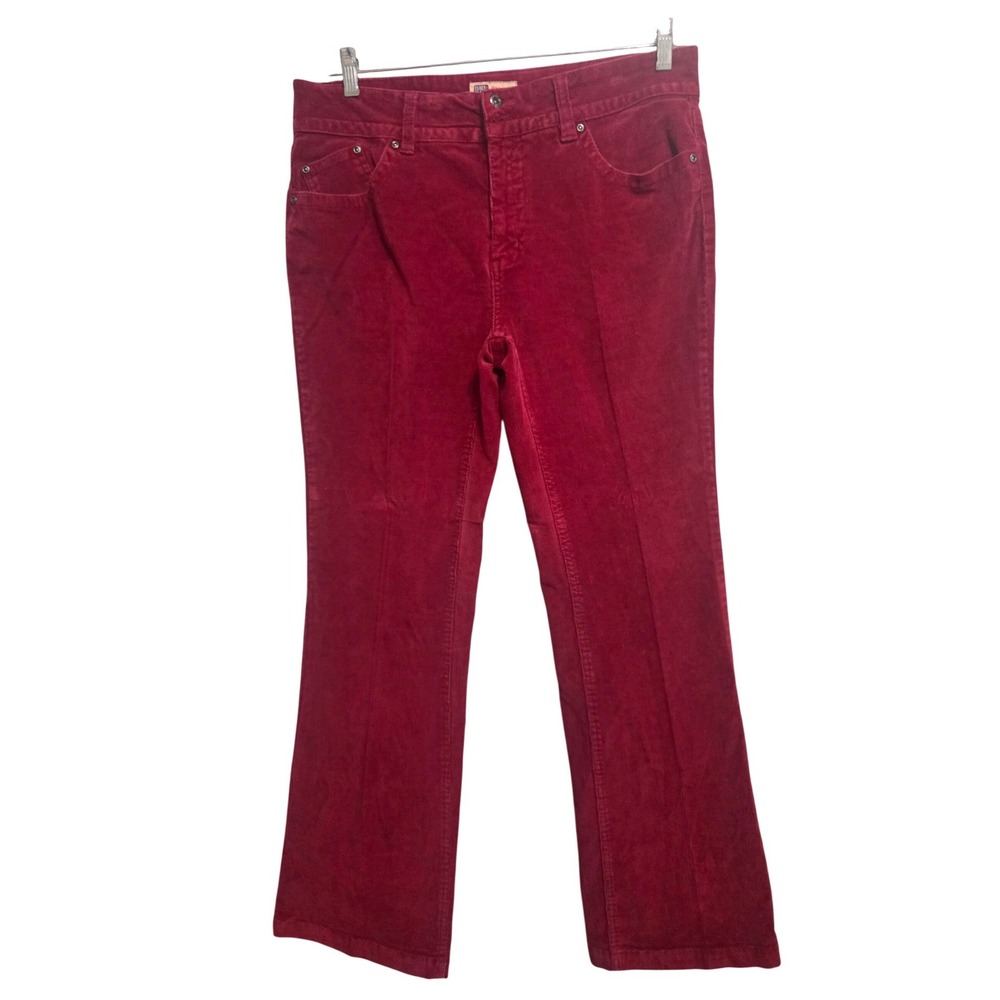 Faded Glory Womens Red Corduroy Stretch Pants Size 14 Average Mid Rise Straight